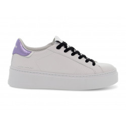 Sneakers Crime London EXTRALIGHT in pelle e laminato bianco e lilla