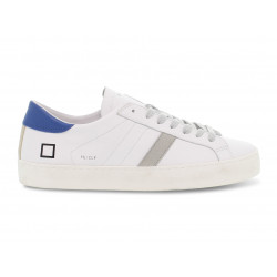 Sneakers D.A.T.E. HILL LOW CALF WHITE-BLUETTE in pelle bianco e bluette