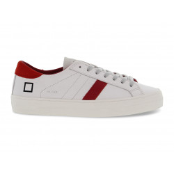 Sneakers D.A.T.E. HILL LOW VINTAGE COLORED WHITE-RED in pelle e camoscio bianco e rosso