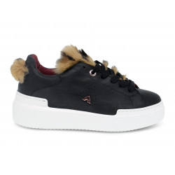 Sneakers Ed Parrish in pelle e cavallino nero e marrone