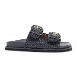 Sandalo basso Emanuèlle Vee BIRKENSTOCK ARIZONA ELIDE in laminato nero e oro Donna Sandalo basso