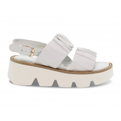 Sandalo basso Emanuèlle Vee SANDALO DUE FASCE CON PIEGHE in nappa bianco Donna Sandalo basso