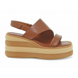 Zeppa Emanuèlle Vee ASIMMETRICO EXTRA LIGHT in pelle cuoio Donna Zeppa