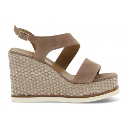 Zeppa Gianmarco Sorelli PALOMA in camoscio e raffia castoro e beige Donna Zeppa