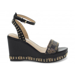 Zeppa Guess SANDALO ALTO LOGATO in pelle nero e marrone