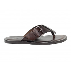 Sandalo Leo Pucci in pelle marrone scuro Uomo Sandalo