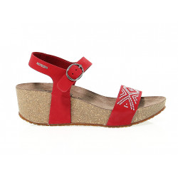 Sandalo con tacco Mephisto FANIE in nabuk rosso Donna Sandalo con tacco