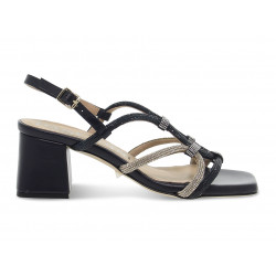 Sandalo basso Pasquini Calzature SANDALO GIOIELLO MIGNON in nappa e crystal blu e argento Donna Sandalo basso