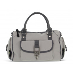 Borsa a mano Rebelle MELITA DUFFEL NEON ECO NYLON in tessuto grigio chiaro e grigio scuro