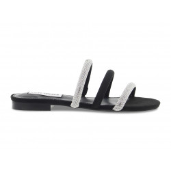 Sandalo basso Steve Madden ADAIRE in camoscio e crystal nero e argento Donna Sandalo basso