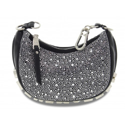 Borsa a tracolla Steve Madden BRISKY SMALL HOBO in pelle e crystal nero e argento