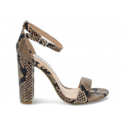 Sandalo con tacco Steve Madden CARRSON TAN SNAKE LEATHER in pitonato snake e cuoio