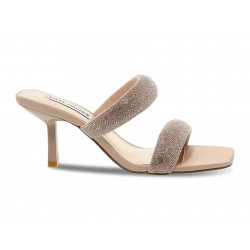 Sandalo con tacco Steve Madden TOP NOTCH ROSE GOLD in crystal e laminato oro e platino