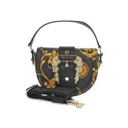 Borsa a mano Versace Jeans Couture JEANS COUTURE SKETCH 2 BAG BAROQUE BUCKLE in saffiano nero e giallo