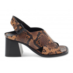 Sandalo con tacco Vic Matie in pitone marrone e snake Donna Sandalo con tacco