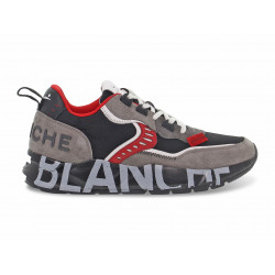 Sneakers Voile Blanche CLUB01 1B67 in camoscio e tessuto grigio e nero