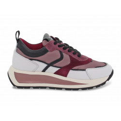 Sneakers Voile Blanche CLUB103 in pelle e nylon bianco e rosa