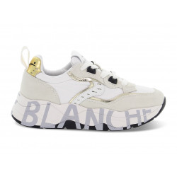 Sneakers Voile Blanche CLUB105 1N03 in camoscio e nylon bianco e platino