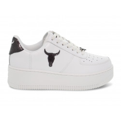 Sneakers Windsor Smith RICH WHITE GLITTER PATENT in pelle e vernice bianco e nero