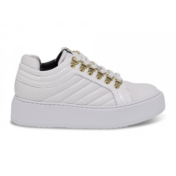 Sneakers Cesare Paciotti in nappa e vernice bianco Donna Sneakers