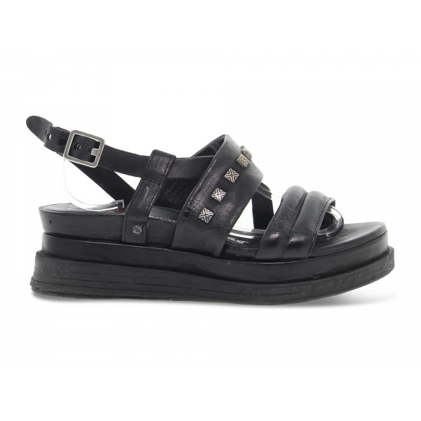 Zeppa A.S.98 FUSBET DOPPIO FONDO in pelle nero Donna Zeppa