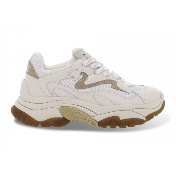 Sneakers Ash ADDICT in nappa e tessuto bianco e beige Donna Sneakers