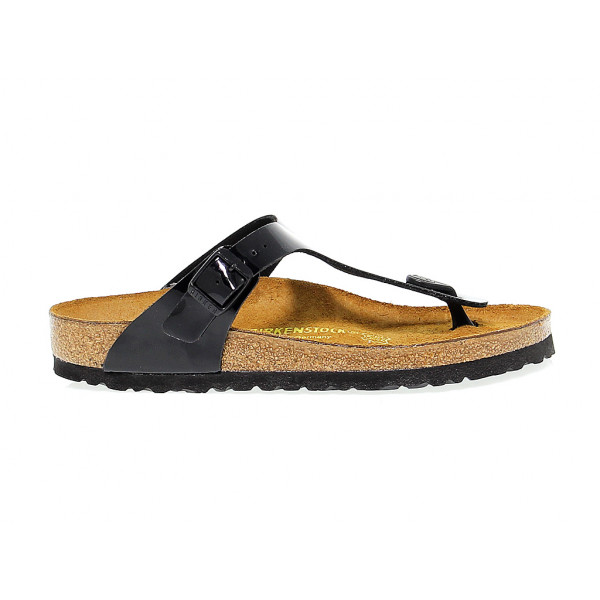 Sandalo basso Birkenstock GIZEH in birkoflor e vernice nero