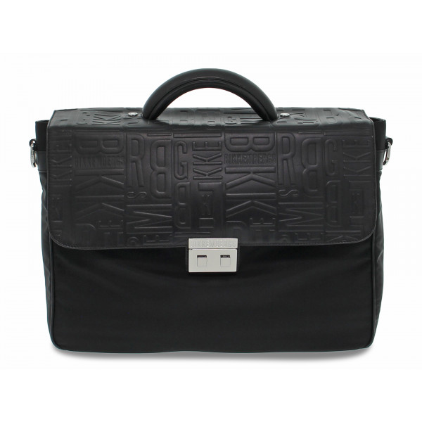 Borsa Bikkembergs BRIEF CASE in pelle e nylon nero Uomo Borsa