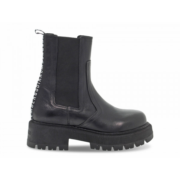 Tronchetto Bikkembergs STILE INGLESE in pelle e tessuto nero Donna Tronchetto
