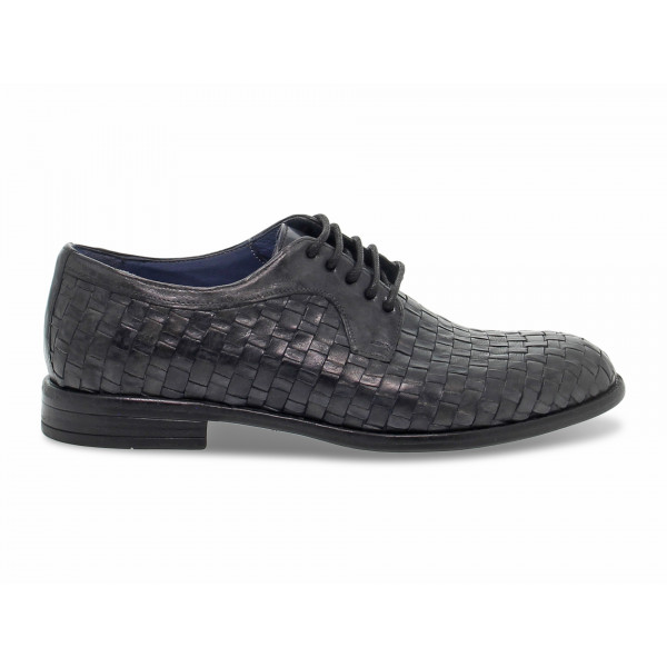 Stringata Brecos STILE INGLESE INTRECCIATO 5 BUCHI in pelle blu Uomo Stringata