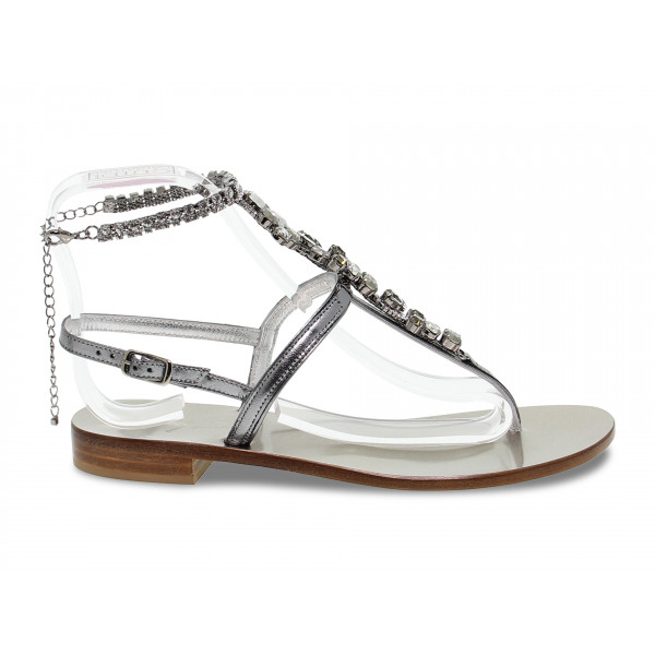 Sandalo basso Capri POSITANO in laminato e crystal piombo e grigio Donna Sandalo basso