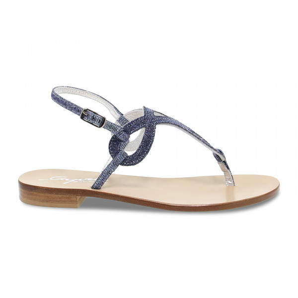 Sandalo basso Capri POSITANO in glitter e laminato blu Donna Sandalo basso