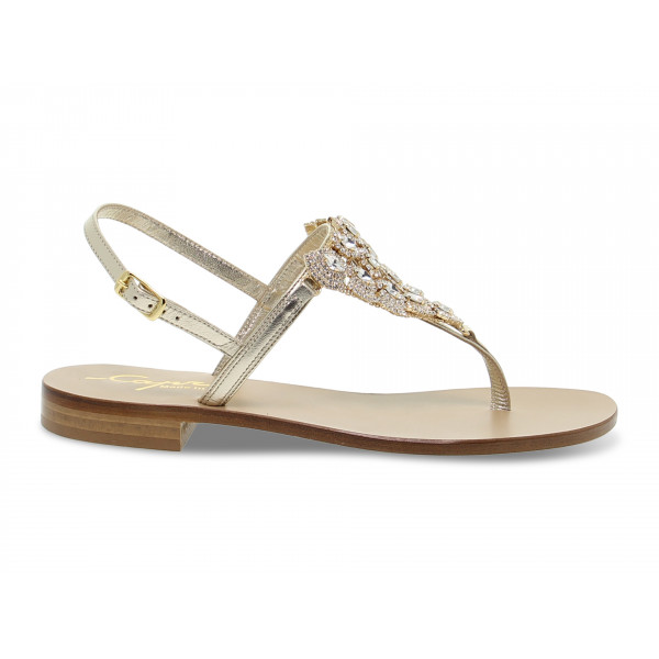 Sandalo basso Capri POSITANO GIOIELLO in laminato e crystal platino e oro Donna Sandalo basso