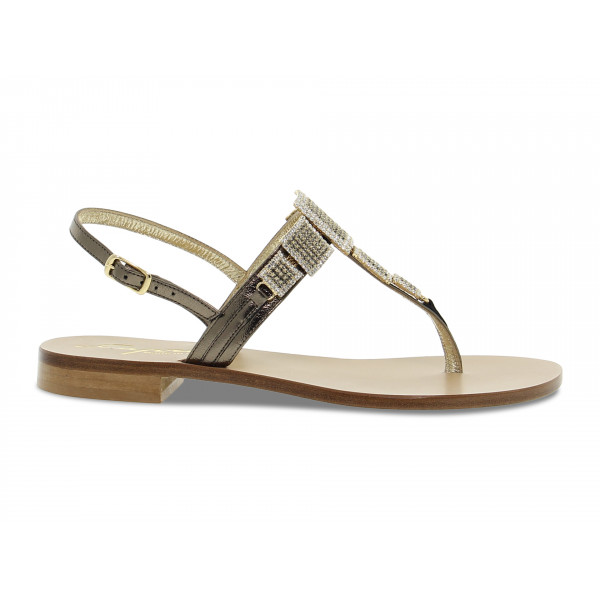 Sandalo basso Capri POSITANO GIOIELLO in laminato e crystal canna di fucile e oro Donna Sandalo basso