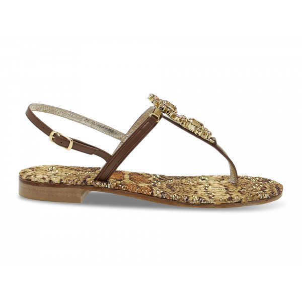 Sandalo basso Capri - cuoio e oro Donna Sandalo basso