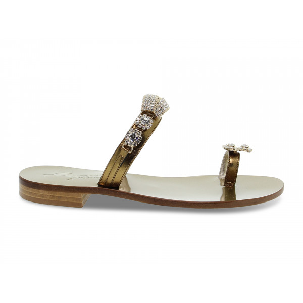 Sandalo basso Capri POSITANO in laminato e crystal bronzo e oro Donna Sandalo basso