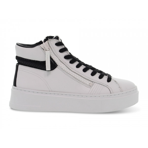 Sneakers Crime London WEIGHTLESS DOUBLE ZIP in pelle e nylon bianco e nero