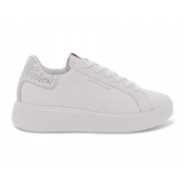 Sneakers Crime London LOW TOP LEVEL UP in pelle e crystal bianco e argento
