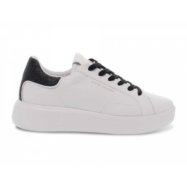 Sneakers Crime London LOW TOP LEVEL UP in pelle bianco e nero Donna Sneakers