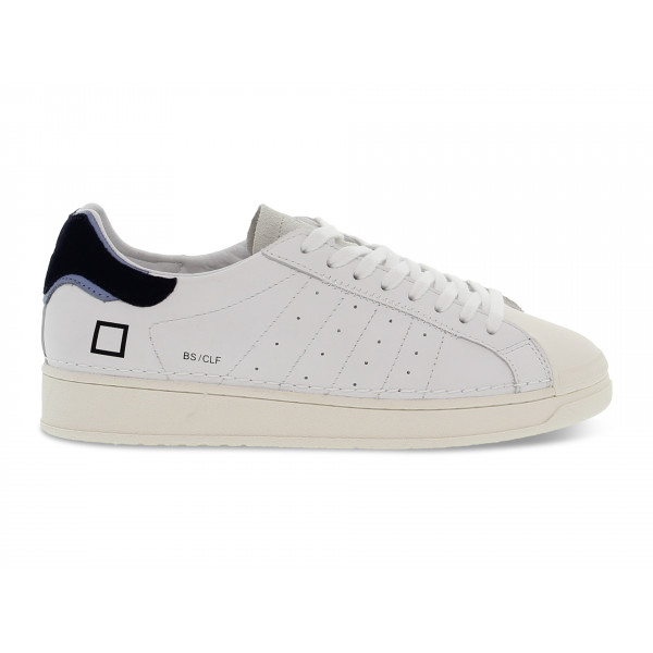 Sneakers D.A.T.E. BASE CALF WHITE-BLUE in pelle e gommato bianco e blu Uomo Sneakers