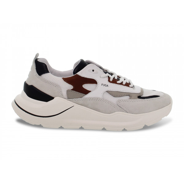 Sneakers D.A.T.E. FUGA MESH in camoscio e tessuto bianco e blu