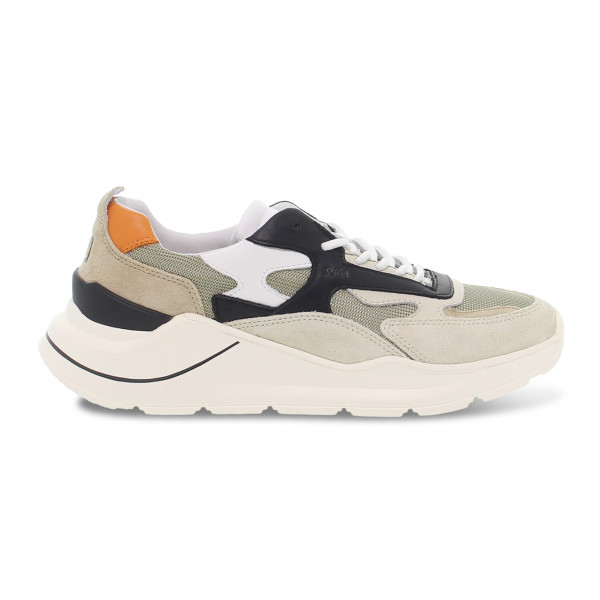 Sneakers D.A.T.E. FUGA DRAGON ARMY in camoscio e tessuto bianco e cognac Uomo Sneakers