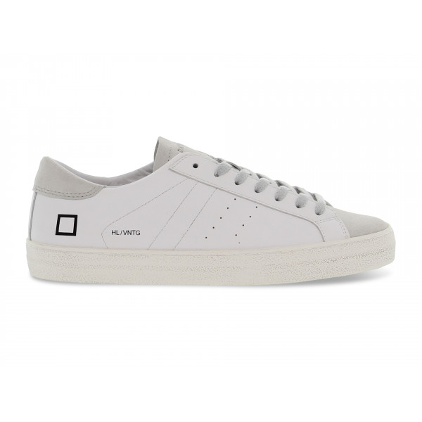 Sneakers D.A.T.E. HILL LOW VINTAGE CALF WHITE in pelle e camoscio bianco Uomo Sneakers