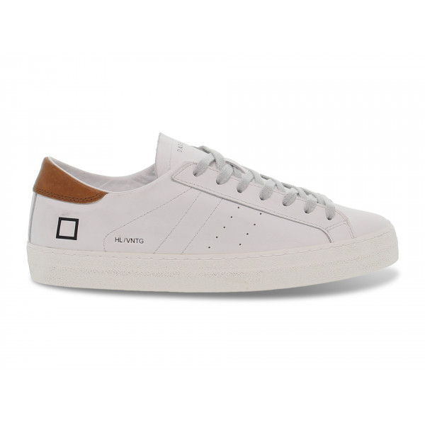 Sneakers D.A.T.E. HILL LOW VINTAGE CALF in pelle bianco e cuoio Uomo Sneakers