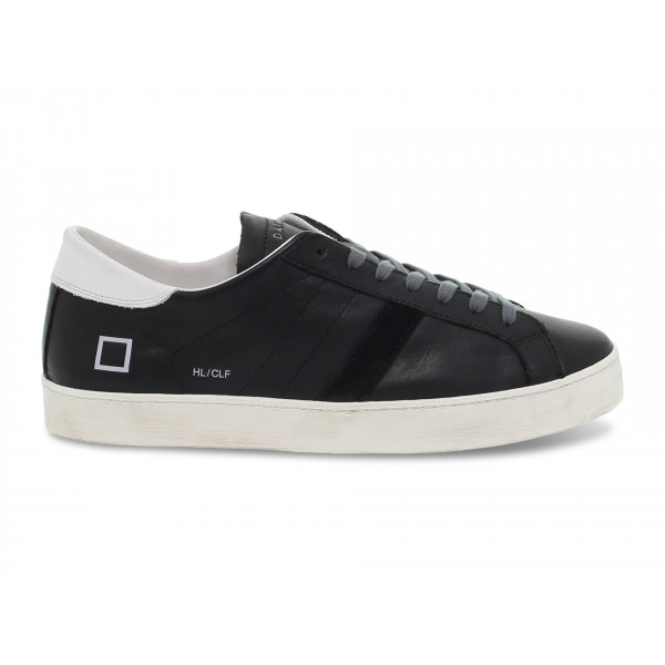 Sneakers D.A.T.E. HILL LOW CALF BLACK in pelle e camoscio nero e bianco