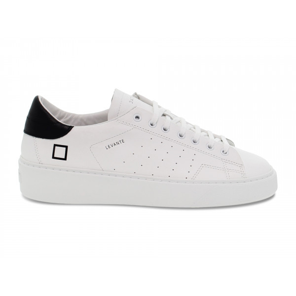 Sneakers D.A.T.E. LEVANTE CALF WHITE-BLACK in pelle bianco e nero Uomo Sneakers