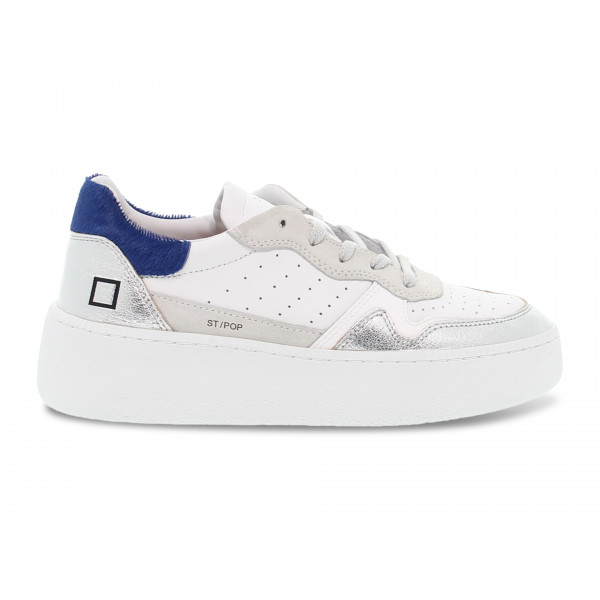 Sneakers D.A.T.E. STEP POP LAMINATED SILVER in pelle e laminato bianco e argento Donna Sneakers