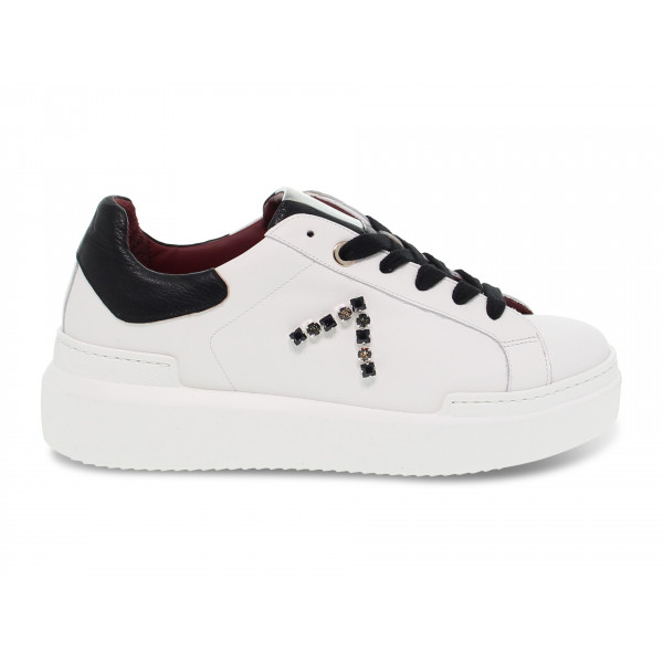 Sneakers Ed Parrish in pelle e crack bianco e nero Donna Sneakers