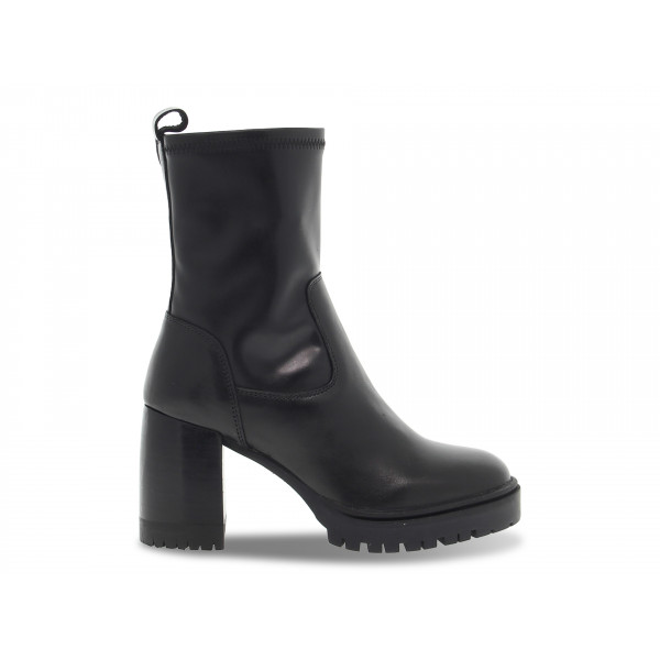Polacco Emanuèlle Vee TRONCHETTO ELASTICIZZATO in pelle e microfibra nero Donna Polacco