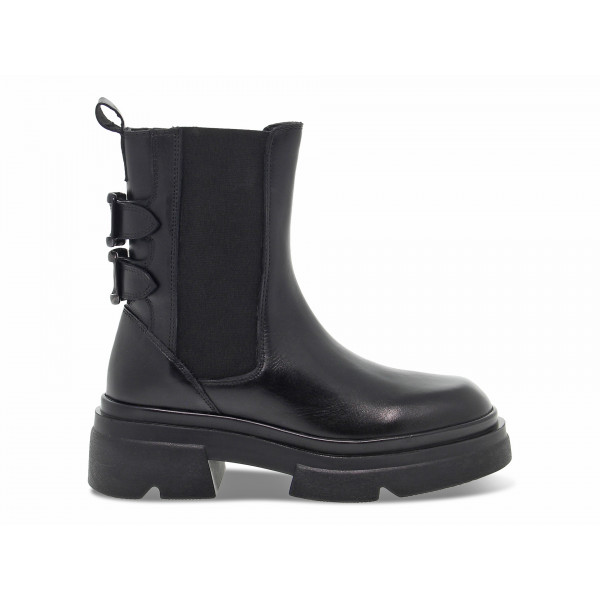 Polacco Emanuèlle Vee BEATLES HERO CON FIBBIE in pelle nero Donna Polacco